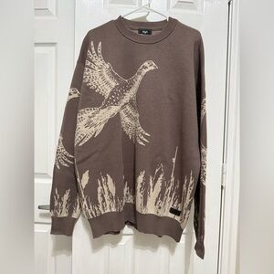 Waggle Men’s Upland Wildknit Crewneck Sweater In Brown Color (Size L).